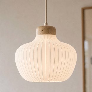 Lucande hanglamp Eloise, Ø 30 cm, wit, textiel, E27