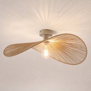 Valdorin plafondlamp, beige, 75 cm x 50 cm, papier, E27 - Lindby - Woonkamer - Modern - Papier / Karton - 1 lamp
