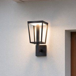 Lucande LED buiten wandlamp Lynx, 35,5 cm, zwart, IP44