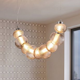 Milagro Lighting LED hanglamp Bolla, chroom/rookgrijs, glas, lengte 79,5 cm