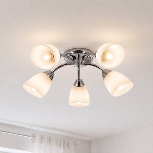 Milagro Lighting Plafondlamp Portos, 5-lamps, wit/chroom, metaal, Ø 54 cm