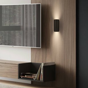 Briloner Wandlamp Ida, zwart, kunststof, Ø 8,5 cm, GU10