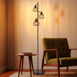 Globo Vloerlamp Mateo, roestkleurig, metaal, 161 cm, 3-lamps, E27