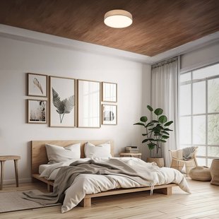 Briloner LED plafondlamp Duck, taupe, Ø 38 cm, textiel, 3000K