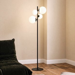 Dione vloerlamp, zwart, 4-lamps - ALDEX - Woonkamer - Modern - Glas - Met lampenkap
