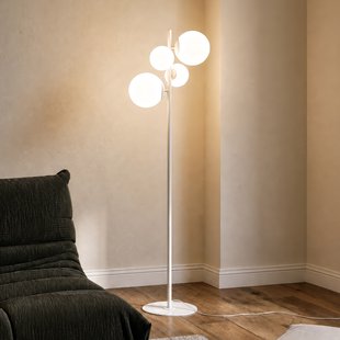 Dione vloerlamp, wit, 4-lamps - ALDEX - Woonkamer - Modern - Glas - Met lampenkap