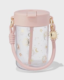 HEMA Sassy me waterfles 450ml met bandje zonnetje (oudroze)