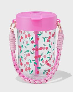 HEMA Waterfles 450ml met bandje kersen (roze)