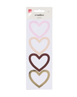 HEMA Etiketten 26x8.3cm hartjes - 20 stuks (multicolor)