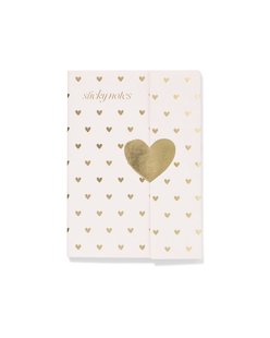 HEMA Sticky notes 14.7x10.5x0.8cm hartjes (gebroken wit)