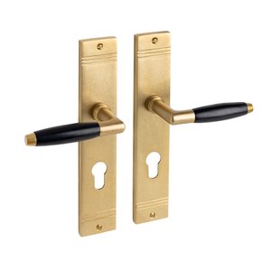 De Oude Deurklink Deurklink Retro op schild cilindergat 72mm, messing getrommeld