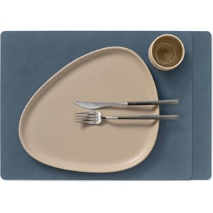 LIND DNA LIND DNA Placemats Nupo - Leer - Dark Blue - 45 x 35 cm - 2 Stuks