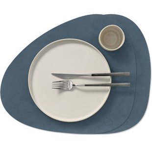 LIND DNA LIND DNA Placemats Nupo - Leer - Dark Blue - Curved - 44 x 37 cm - 2 Stuks