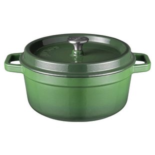 Sola Braadpan met deksel Gietijzer - Groen - ø 28 cm / 5 Liter - geëmailleerde anti-aanbaklaag