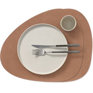 LIND DNA LIND DNA Placemats Nupo - Leer - Old Rose - Curved - 44 x 37 cm - 2 Stuks