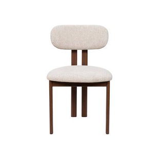 Giga Meubel Eetkamerstoel Noor - Stof/Staal - Beige/Walnoot - Set van 2