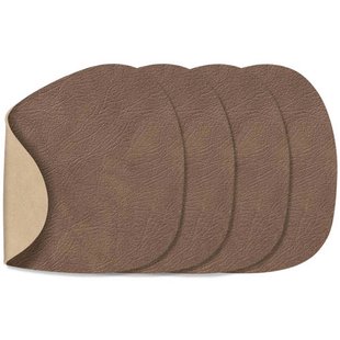 LIND DNA LIND DNA Onderzetters Nupo - Leer - Brown / Sand - dubbelzijdig - 13 x 11 cm - 4 Stuks