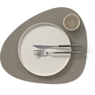 LIND DNA LIND DNA Placemats Nupo - Leer - Flint Grey - Curved - 44 x 37 cm - 2 Stuks