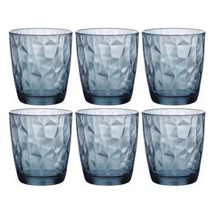 Bormioli Rocco Waterglazen Diamond - Blauw - 300 ml - 6 stuks