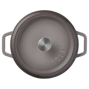 Sola Braadpan met deksel Gietijzer - Grijs - ø 28 cm / 5 Liter - geëmailleerde anti-aanbaklaag