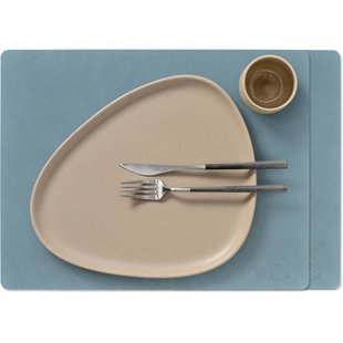LIND DNA LIND DNA Placemats Nupo - Leer - Lichtblauw 45 x 35 cm - 2 Stuks