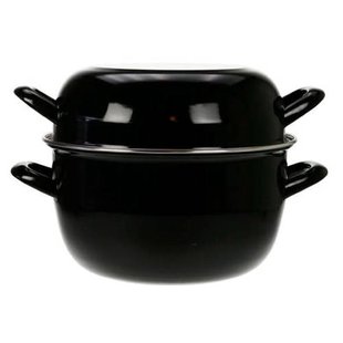 Cosy & Trendy Mosselpan - Emaille - Zwart - ø 24 cm / 5 liter - geëmailleerde anti-aanbaklaag