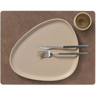 LIND DNA LIND DNA Placemats Nupo - Leer - Brown / Sand - dubbelzijdig - 45 x 35 cm - 2 Stuks