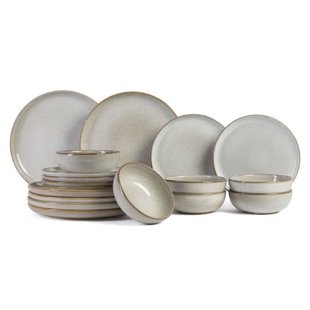 ASA Selection Serviesset Saisons - Sand 18 delig / 6 personen - 6 dinerborden, 6 ontbijtborden en 6 kommen