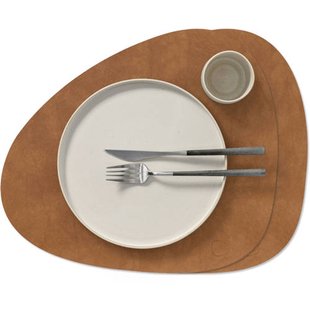 LIND DNA LIND DNA Placemats Nupo - Leer - Nature - Curved - 44 x 37 cm - 2 Stuks