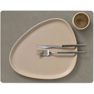 LIND DNA LIND DNA Placemats Nupo - Leer - Flint Grey - 45 x 35 cm - 2 Stuks