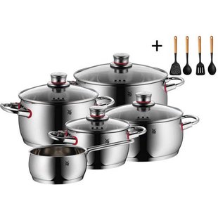 WMF WMF Pannenset Quality One - RVS 5-Delig Inclusief GRATIS Kookgerei set - Kookpan ø 16, 20, 20 en 24 cm en Steelpan ø 16 cm