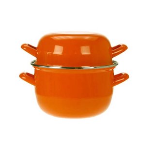Cosy & Trendy Mosselpan - Emaille - Oranje - ø 18 cm / 2.8 liter - geëmailleerde anti-aanbaklaag