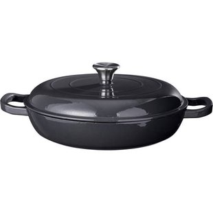 Cookinglife Braadpan met deksel - Heritage Cast - Gietijzer - Grijs - ø 30 cm / 2.6 Liter - geëmailleerde anti-aanbaklaag