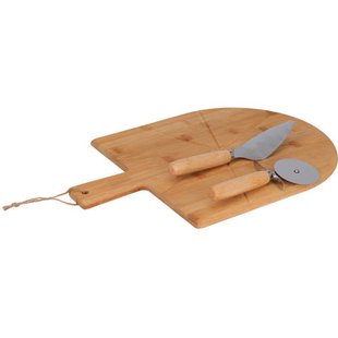 Cookinglife Pizza set Bamboe - Pizzaplank 43 x 30 cm, Pizzasnijder & Pizzames