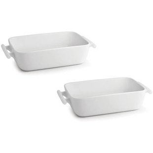 BonBistro Ovenschaal Yong Squito - Wit - 20 x 14 x 6 cm / 1.1 Liter - 2 stuks