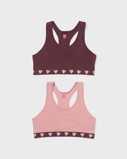 HEMA Kindertops hartjes - 2 stuks donkerrood