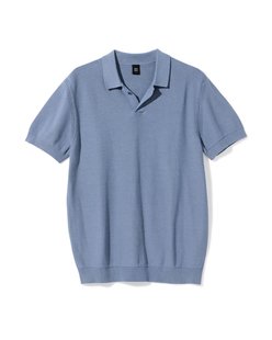 HEMA Herenpolo Kris gebreid middenblauw (middenblauw)