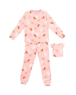 HEMA Kinderpyjama honden met poppenpyjama lichtroze (lichtroze)
