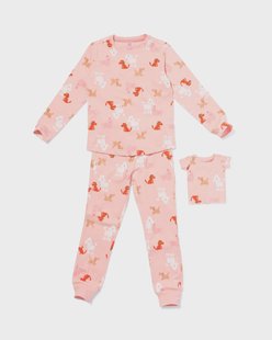 HEMA Kinderpyjama honden met poppenpyjama lichtroze (lichtroze)