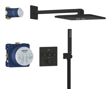 Regendoucheset Grohe Precision Smart Control SmartControl Inbouw Douchesysteem met SmartActiv Vierkant Mat Zwart