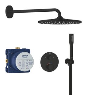 Regendoucheset GROHE Precision Inbouw Thermostaat Perfect Doucheset met Rain Mono 310 Rond Mat Zwart
