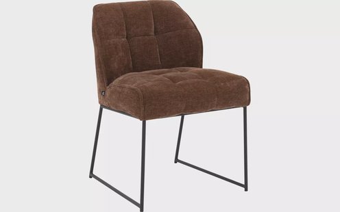 Goossens Eetkamerstoel Ronnie bruin stof leuning, elegant chic