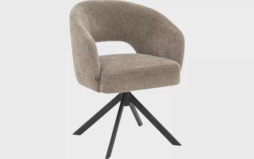 Goossens Excellent Stoel Ilse bruin stof graden draaibaar met autoreturn met armleuning, elegant chic