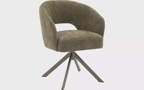 Goossens Excellent Stoel Ilse groen stof graden draaibaar met autoreturn met armleuning, elegant chic