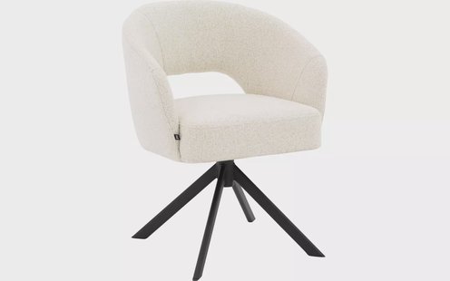 Goossens Excellent Stoel Ilse wit stof graden draaibaar met autoreturn met armleuning, elegant chic