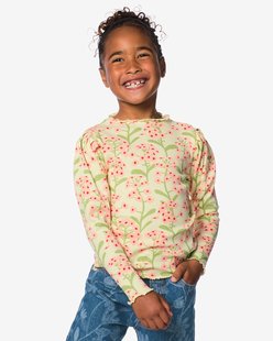 HEMA Kinder T-shirt rib bloemen lichtgeel (lichtgeel)