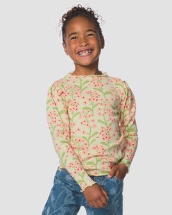 HEMA Kinder T-shirt rib bloemen lichtgeel (lichtgeel)