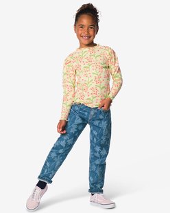 HEMA Kinderjeans mom fit bloemen denim (denim)