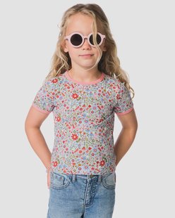 HEMA Kinder T-shirt rib bloemen blauw (blauw)