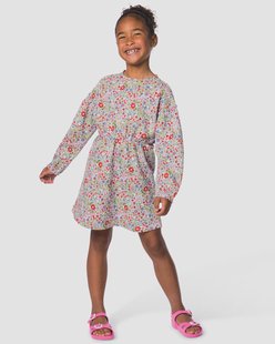 HEMA Kinderjurk regular fit rib bloemen blauw (blauw)